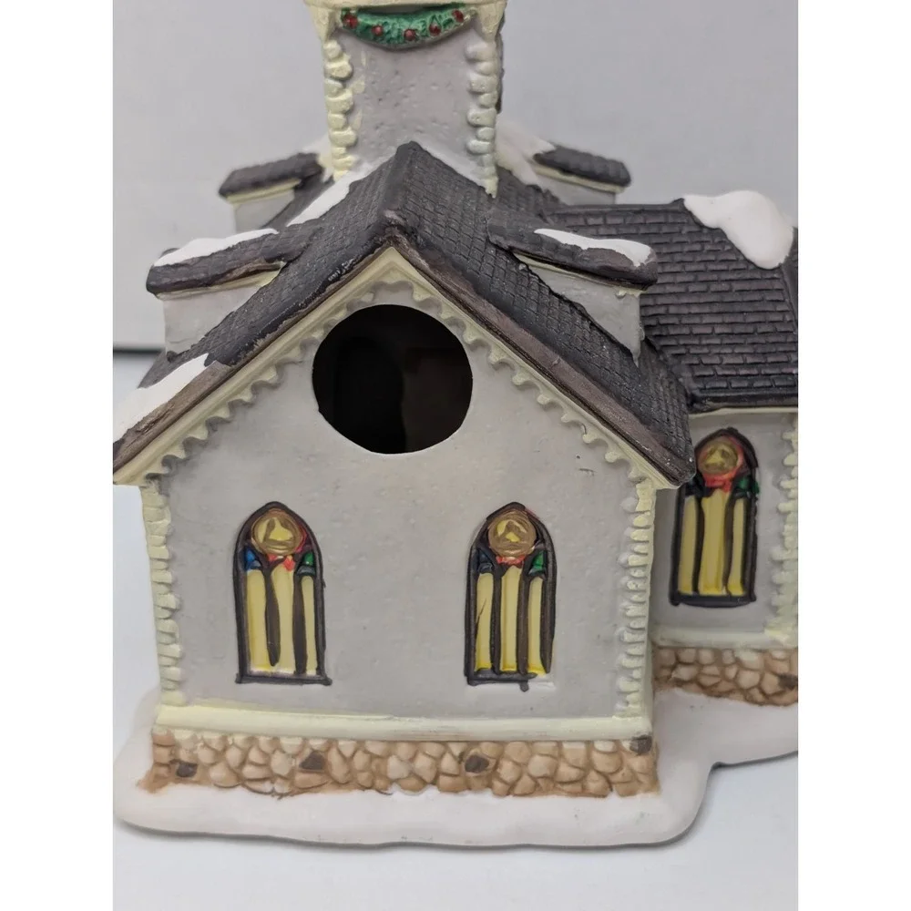 Holiday Home Village Church #8220137 Bisque Porcelain Christmas Village